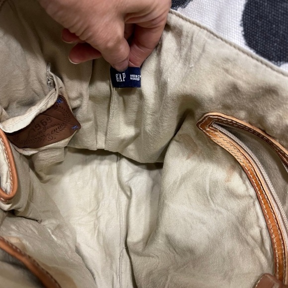 Gap canvas leather vtg Handbag Tote Bag weekender travel bag - Picture 10 of 12